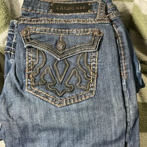 L.A. Idol Blue Boot Cut Jeans with Embroidered Pockets